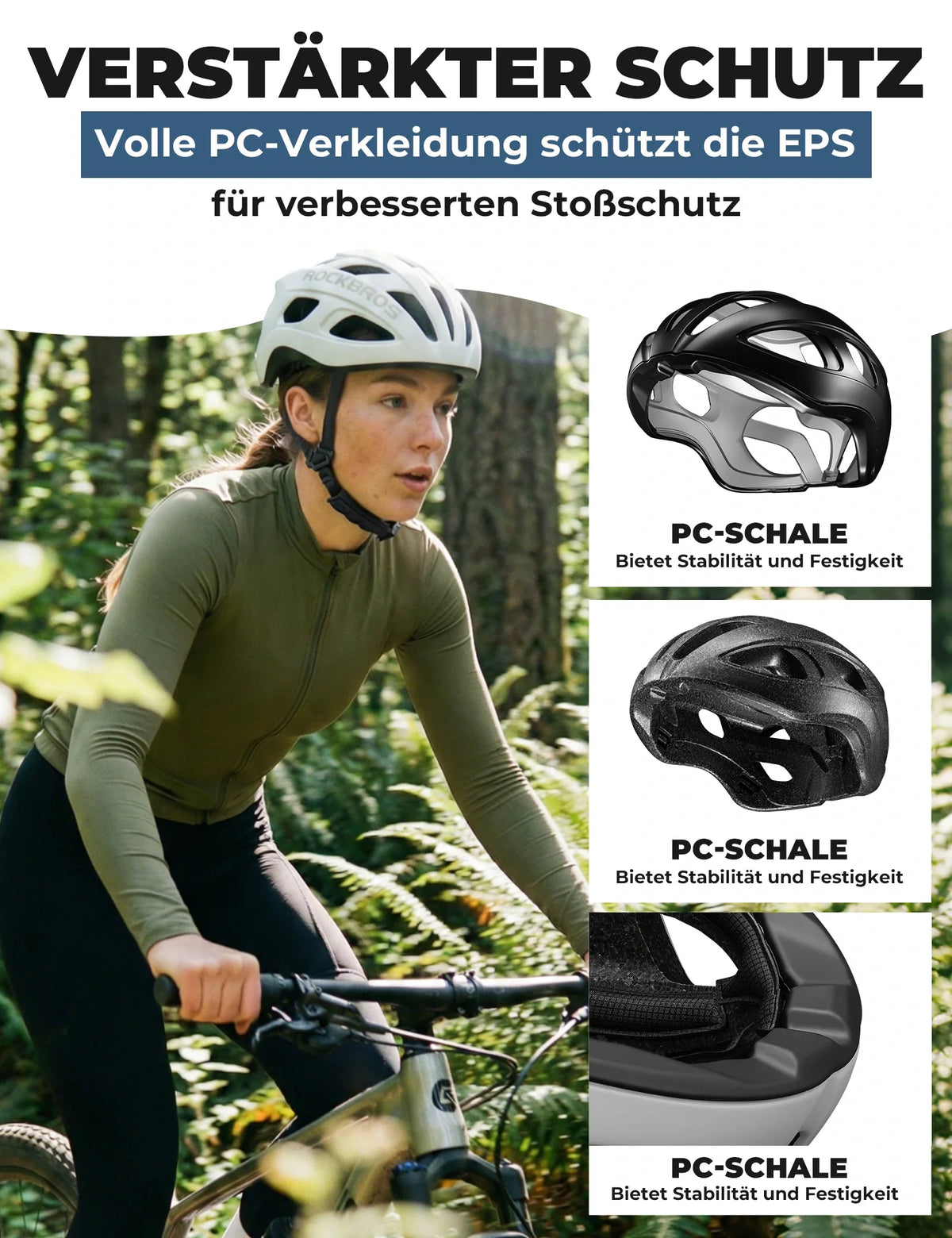 ROCKBROS Fahrradhelm 58-62cm Leichtgewicht 240g Antibakteriell