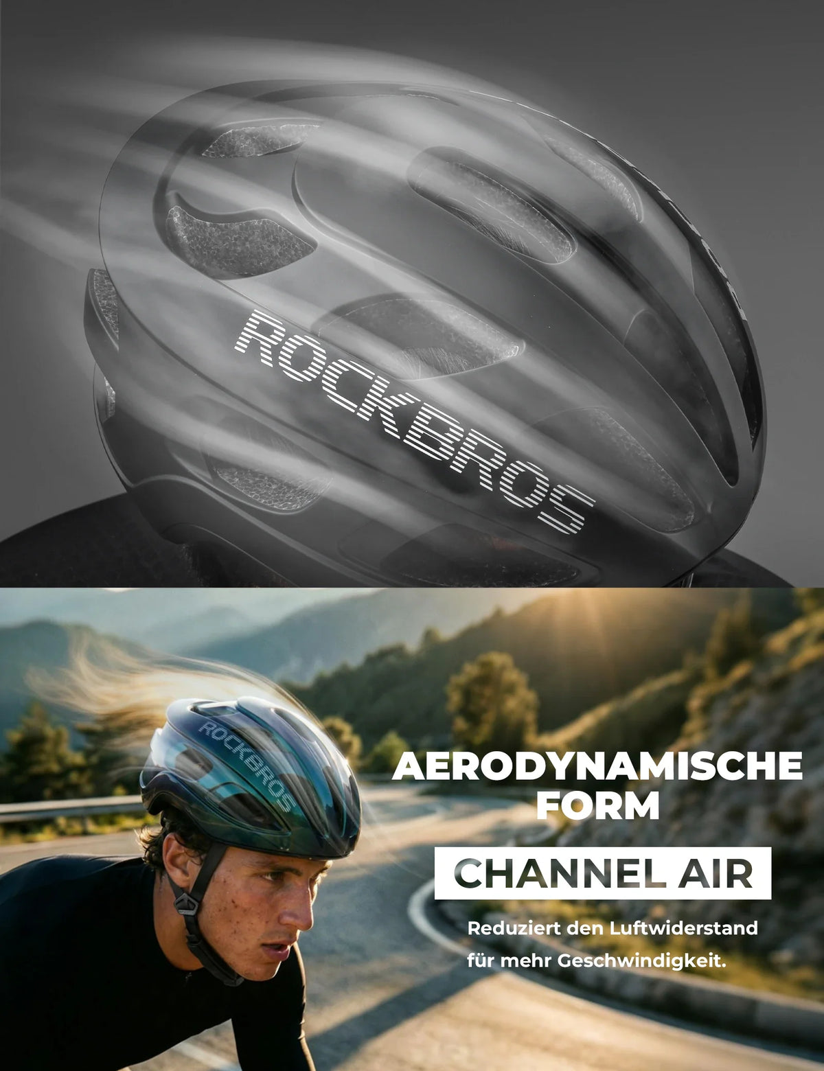 ROCKBROS Fahrradhelm 58-62cm Leichtgewicht 240g Antibakteriell