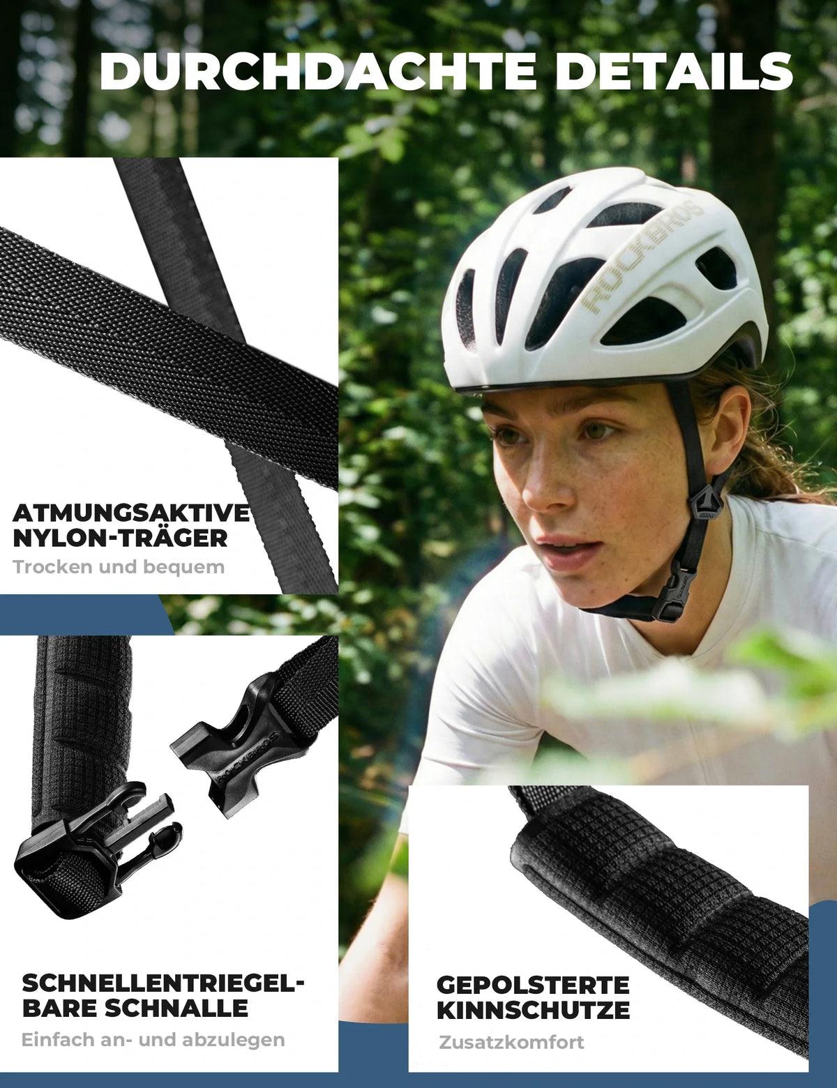 ROCKBROS Fahrradhelm 58-62cm Leichtgewicht 240g Antibakteriell