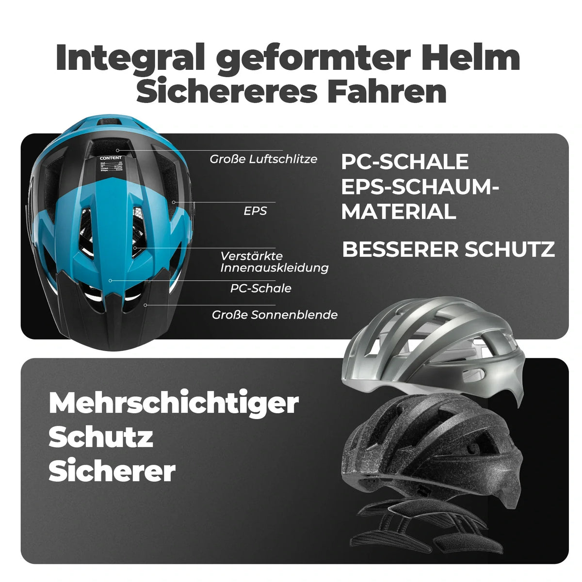 ROCKBROS Fahrradhelm Einheitsgröße 56-62 cm