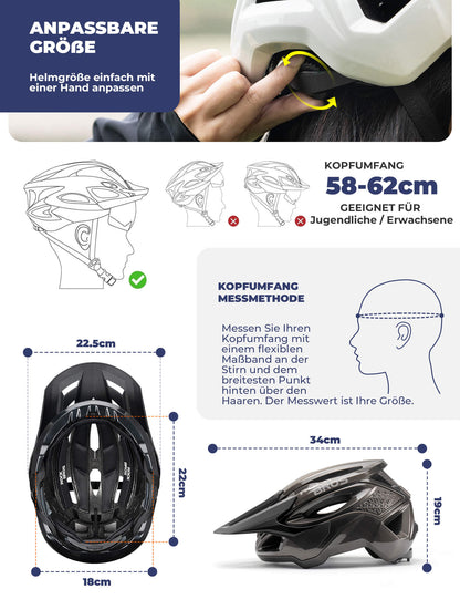 ROCKBROS Fahrradhelm mit Belüftungssystem Verstellbar & Leicht