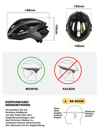 ROCKBROS Fahrradhelm mit Verstärkungsrahmen 58-62cm