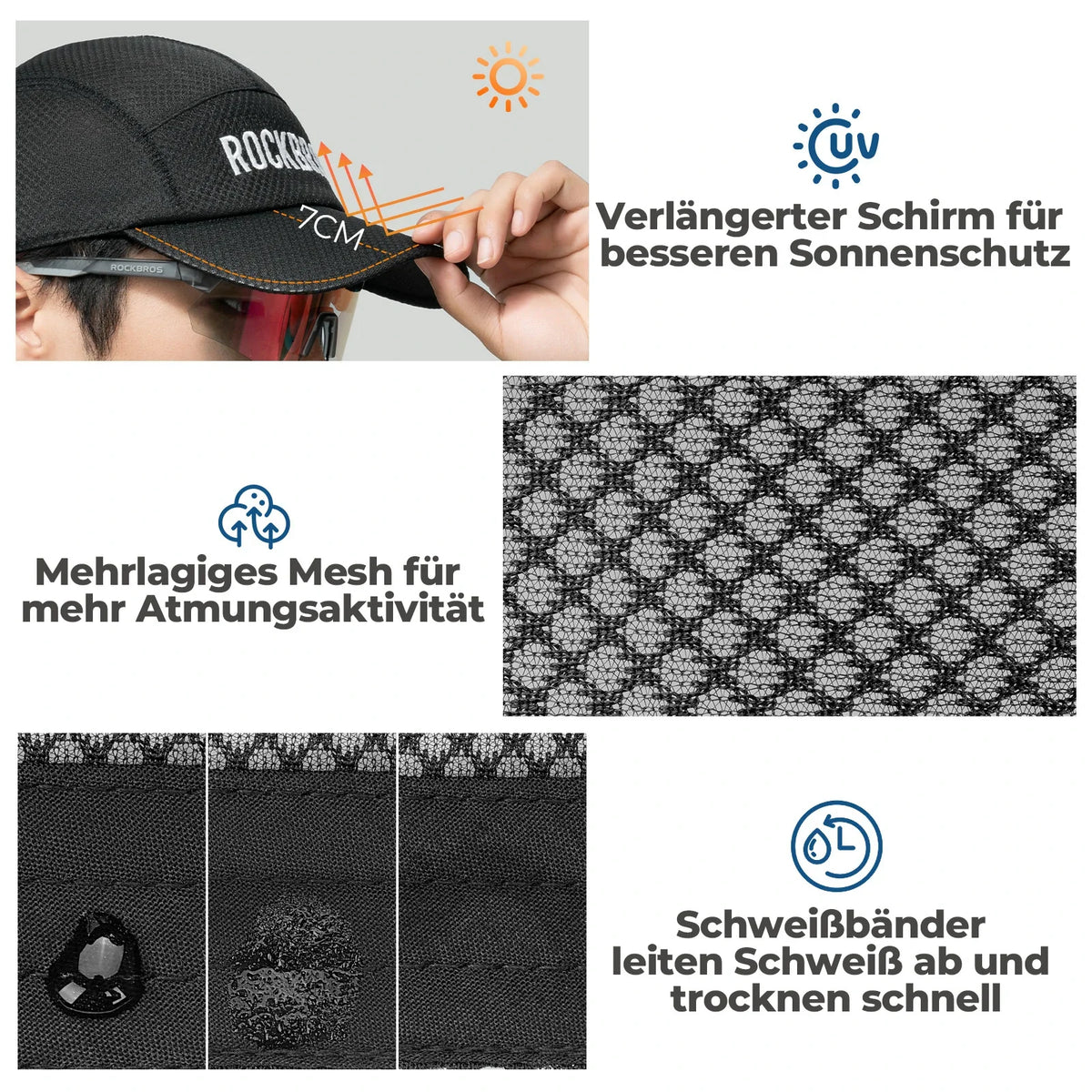 ROCKBROS Fahrradkappe trocknend Outdoor Sport Caps UV Schutz Kappe