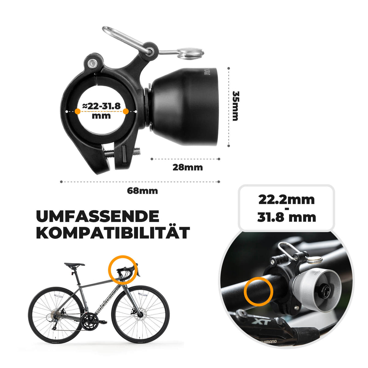ROCKBROS Fahrradklingel Mini 90dB - Kupferlegierung & Universalkompatibel