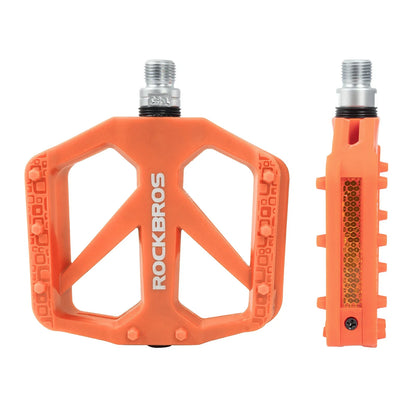ROCKBROS Fahrradpedale aus Nylon mit Reflektoren, rutschfeste Leichte Breite Plattform