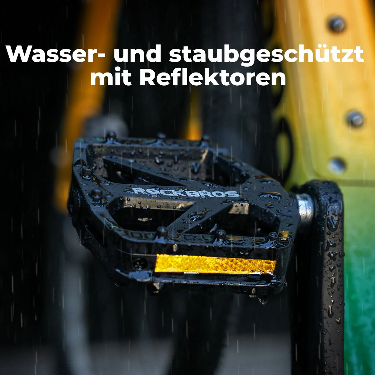 ROCKBROS Fahrradpedale aus Nylon mit Reflektoren, rutschfeste Leichte Breite Plattform