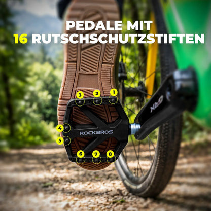 ROCKBROS Fahrradpedale aus Nylon mit Reflektoren, rutschfeste Leichte Breite Plattform