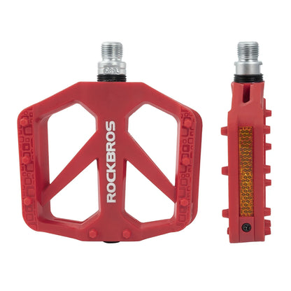 ROCKBROS Fahrradpedale aus Nylon mit Reflektoren, rutschfeste Leichte Breite Plattform