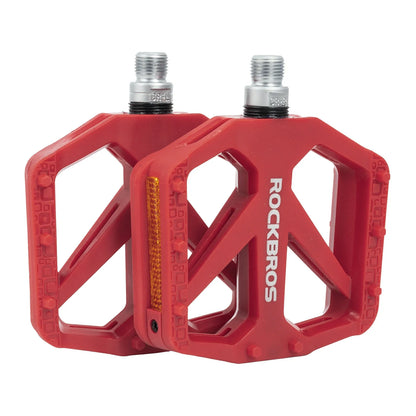 ROCKBROS Fahrradpedale aus Nylon mit Reflektoren, rutschfeste Leichte Breite Plattform