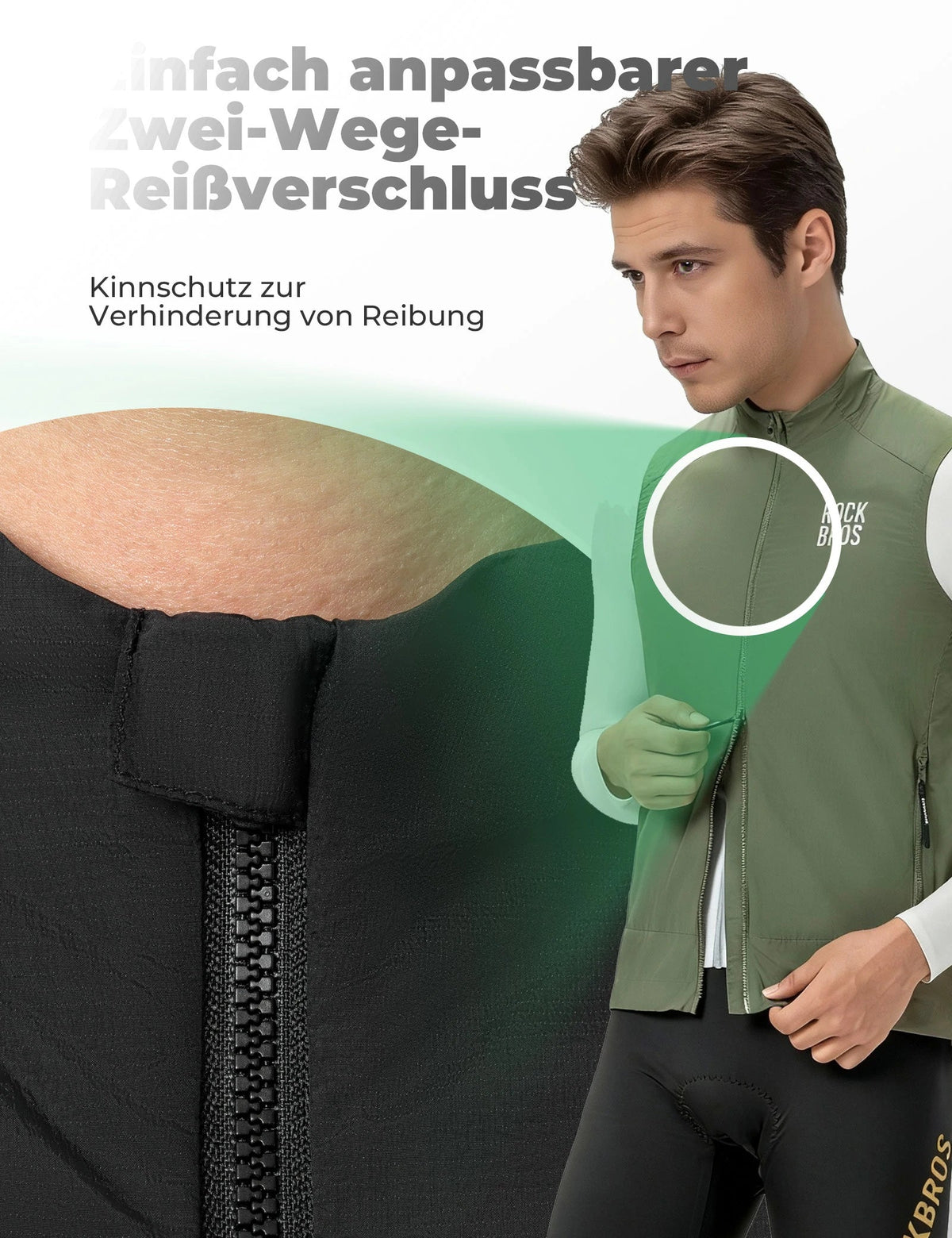 ROCKBROS Fahrradweste Winddicht Leicht Atmungsaktiv Schnelltrocknend, Faltbar Radweste