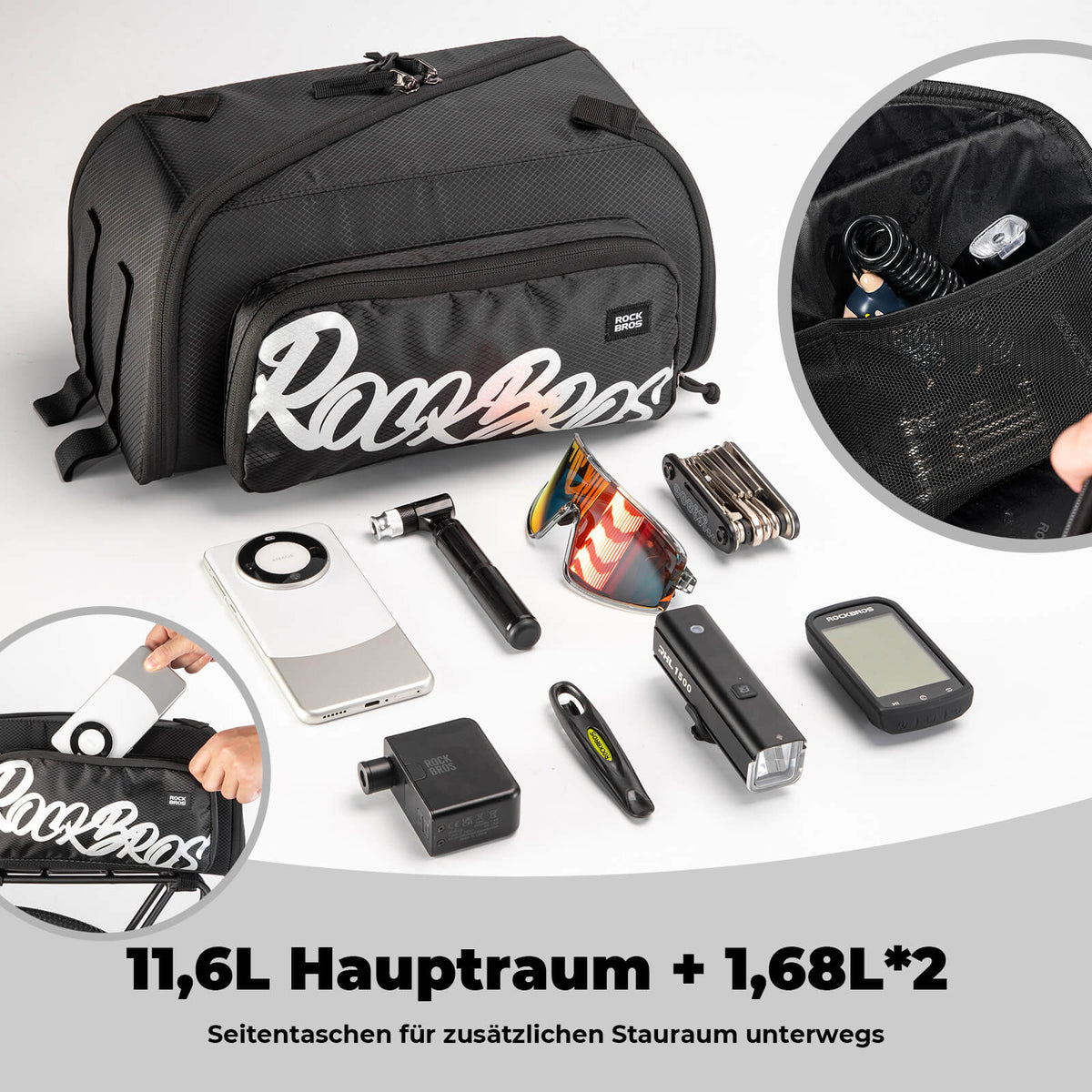 ROCKBROS Faltbare Einteiler-Gepäckträgertasche für den Gepäckträger