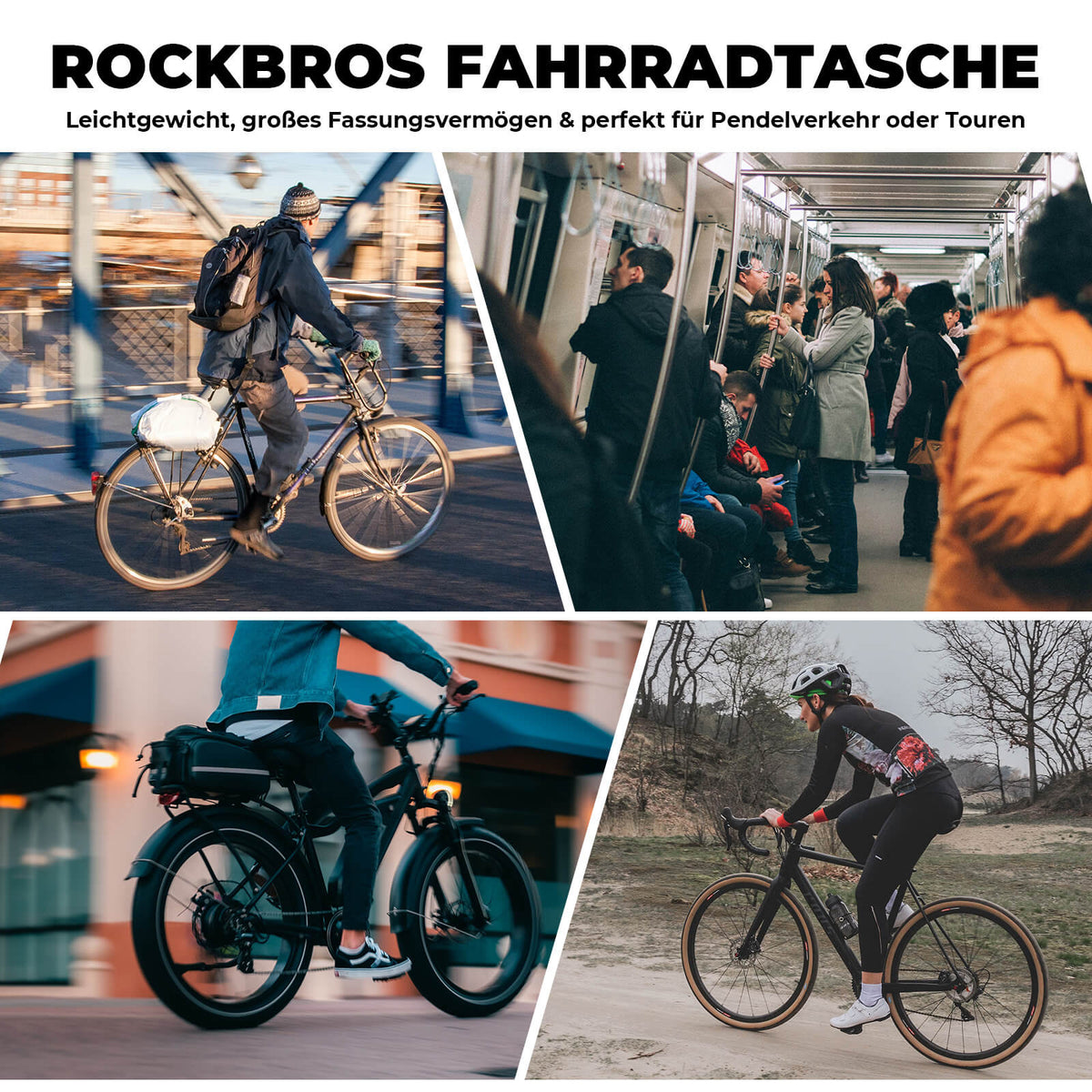 ROCKBROS Faltbare Einteiler-Gepäckträgertasche für den Gepäckträger