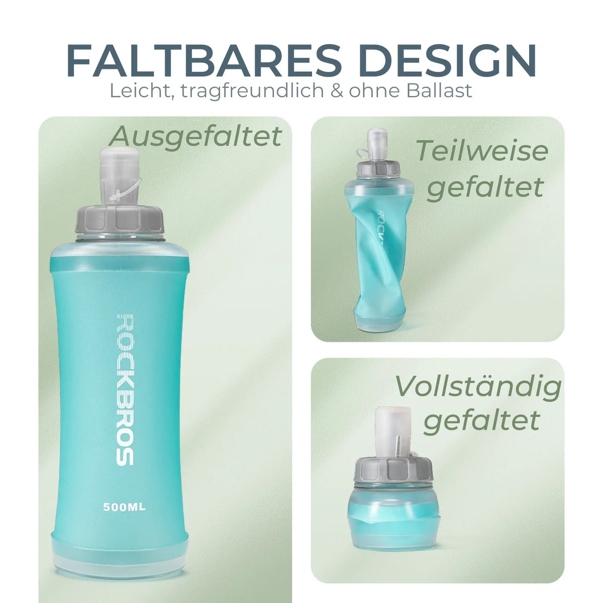 ROCKBROS Faltbare Fahrrad Trinkflasche, Leicht BPA-frei