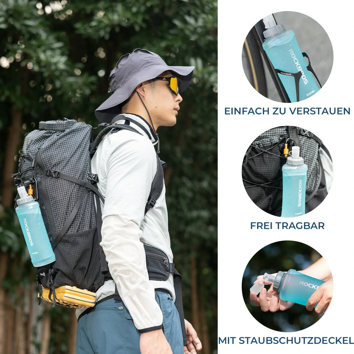 ROCKBROS Faltbare Fahrrad Trinkflasche, Leicht BPA-frei