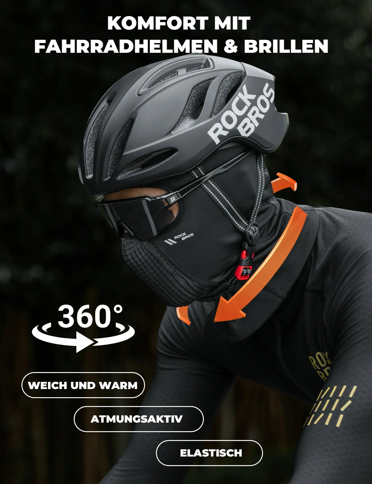 ROCKBROS Fleece-Sturmhaube Winter Atmungsaktive Balaclava Skimaske