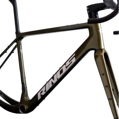 RINOS Gravel frame set with fork seat post handlebar carbon fiber T800 chameleon color