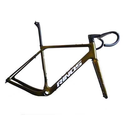 RINOS Gravel frame set with fork seat post handlebar carbon fiber T800 chameleon color