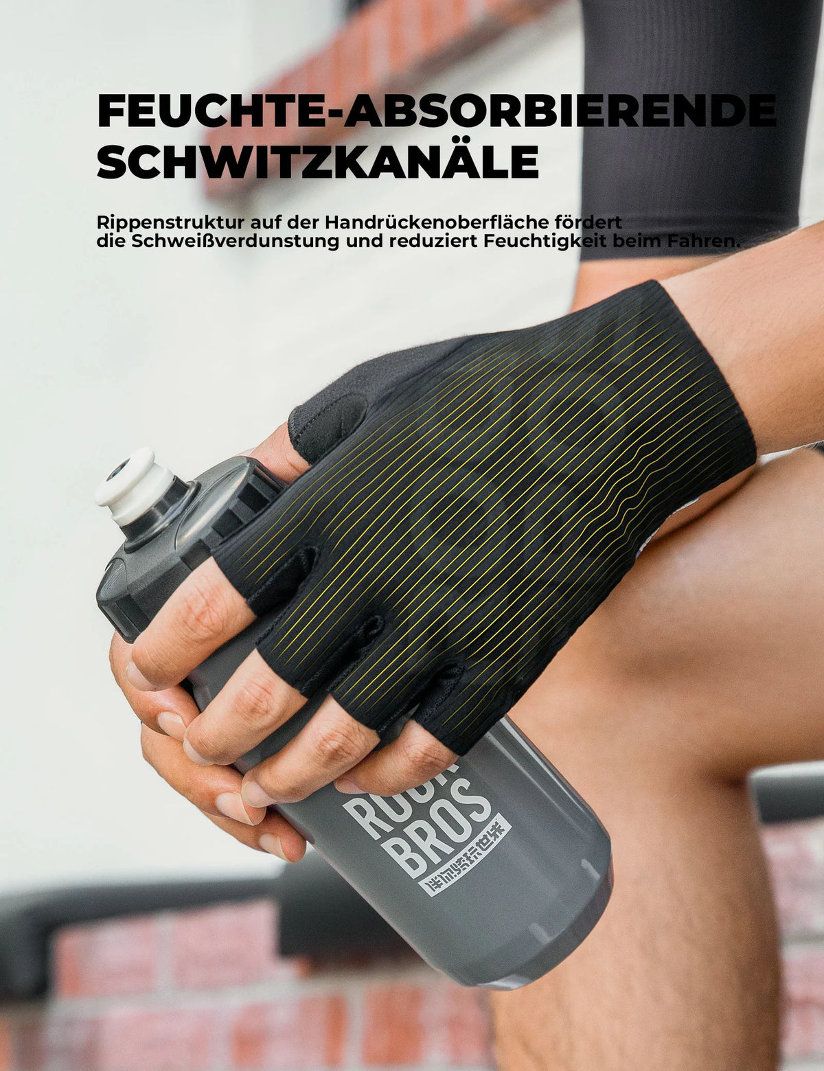 ROCKBROS Halbfinger-Fahrradhandschuhe Sommer Elastisch & Atmungsaktiv, Anti-Rutsch- und Dämpfungspolster