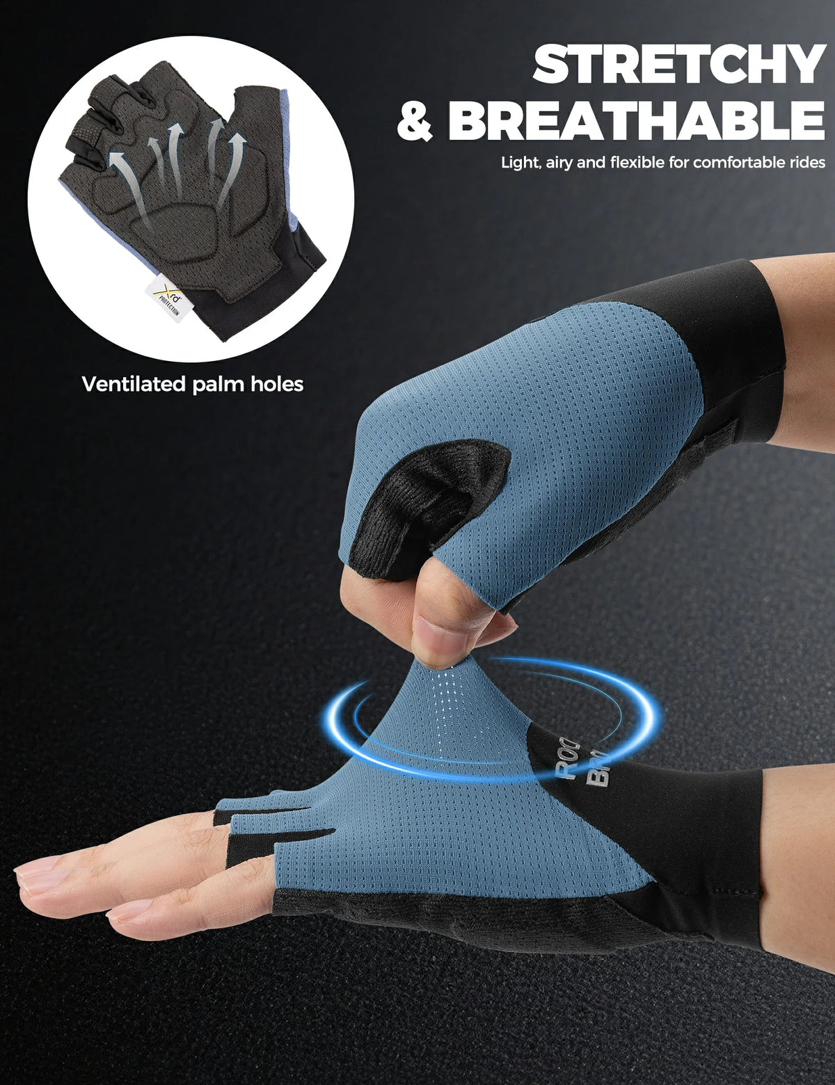 ROCKBROS Halbfinger Fahrradhandschuhe mit PORON XRD Polster