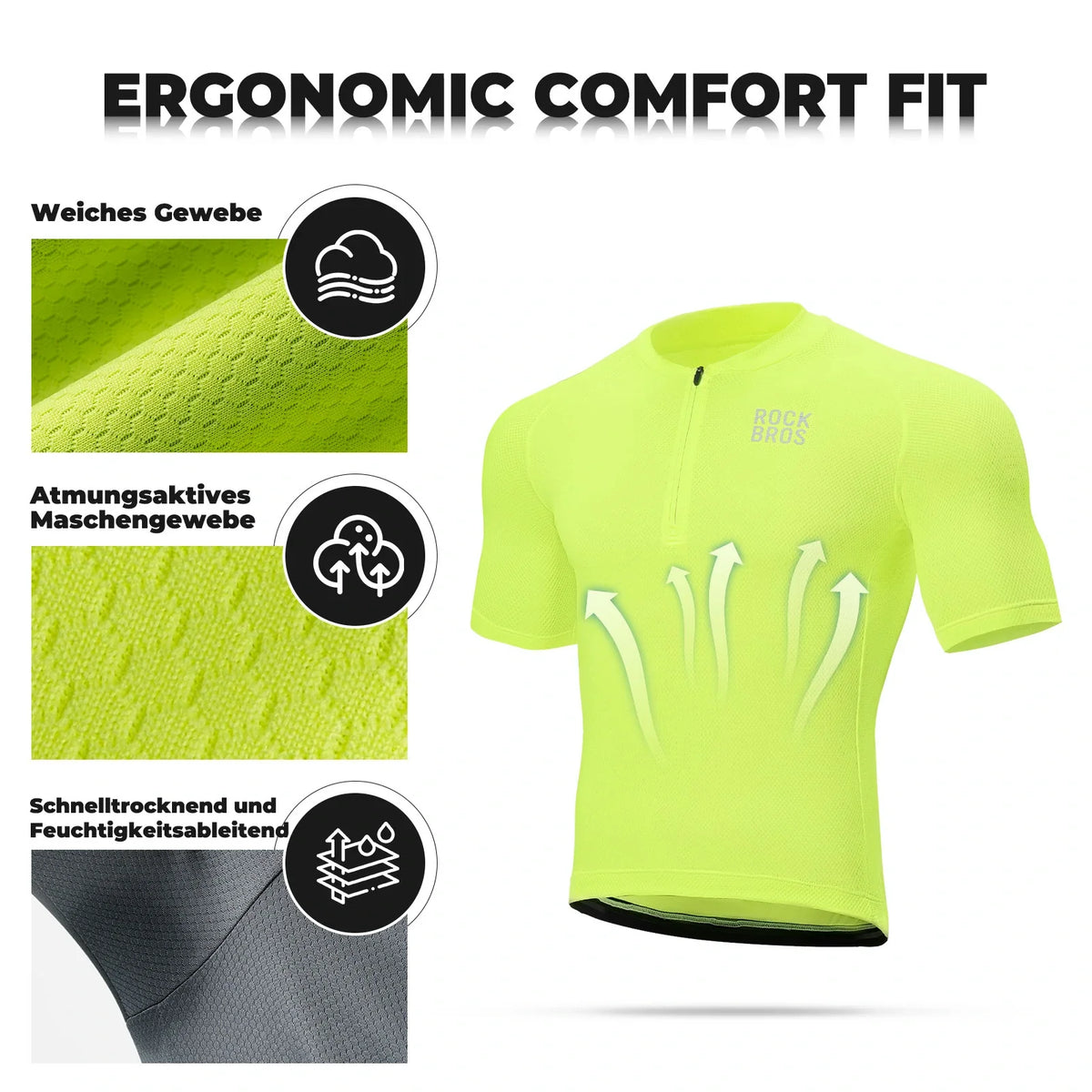 ROCKBROS Herren Radtrikot Kurzarm Fahrradtrikot Rennradtrikot Atmungsaktiv Schnell trocknend