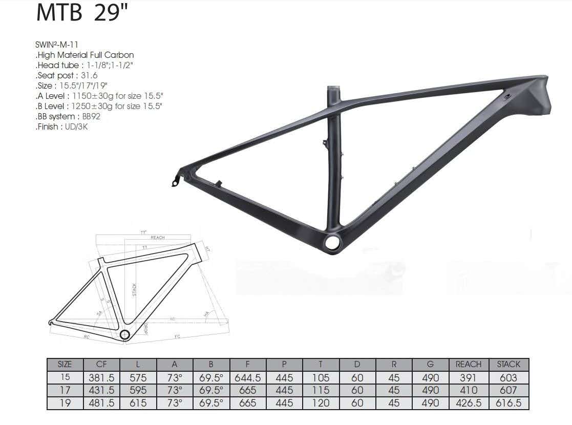 RINOS Gaia2.0 Carbon MTB Shimano Deore 12 speed 19 inch Hardtail Rockshox