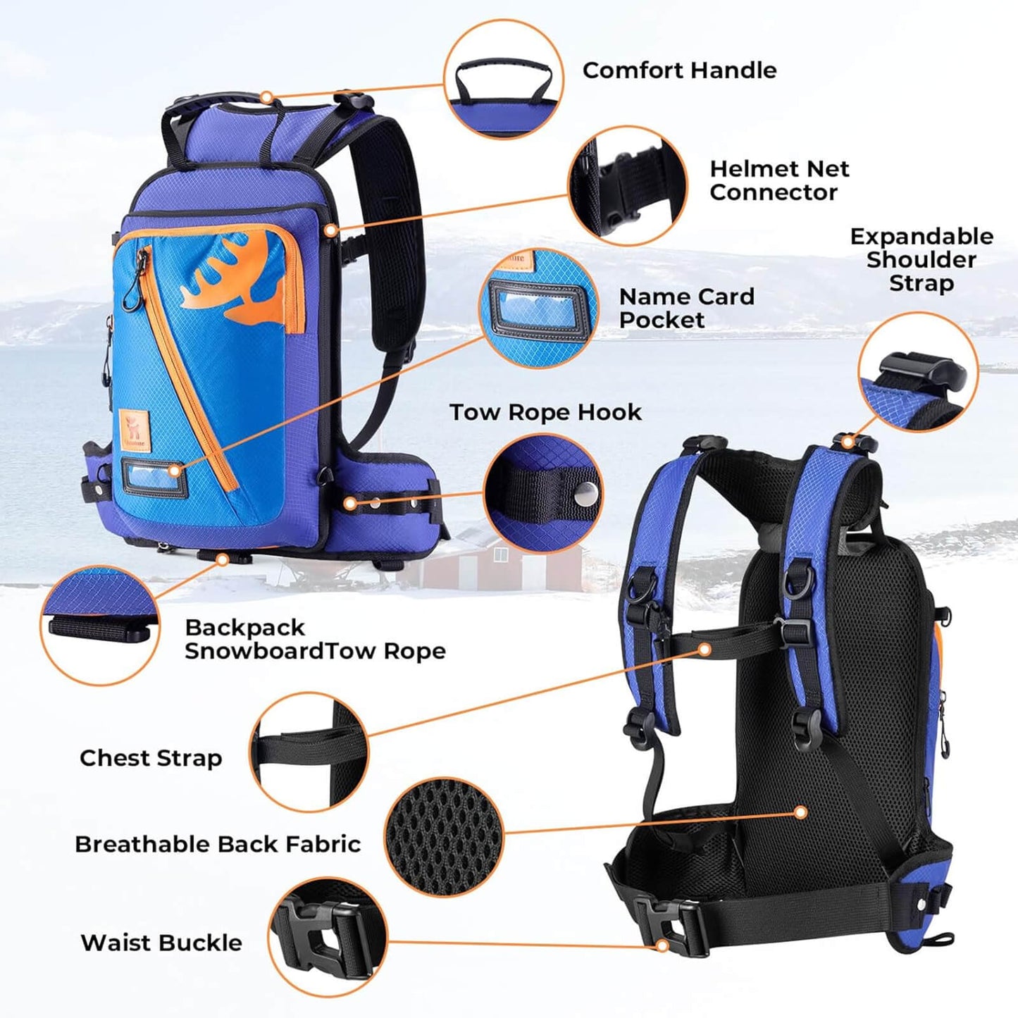 Kids' ski training backpack with strap Quanture