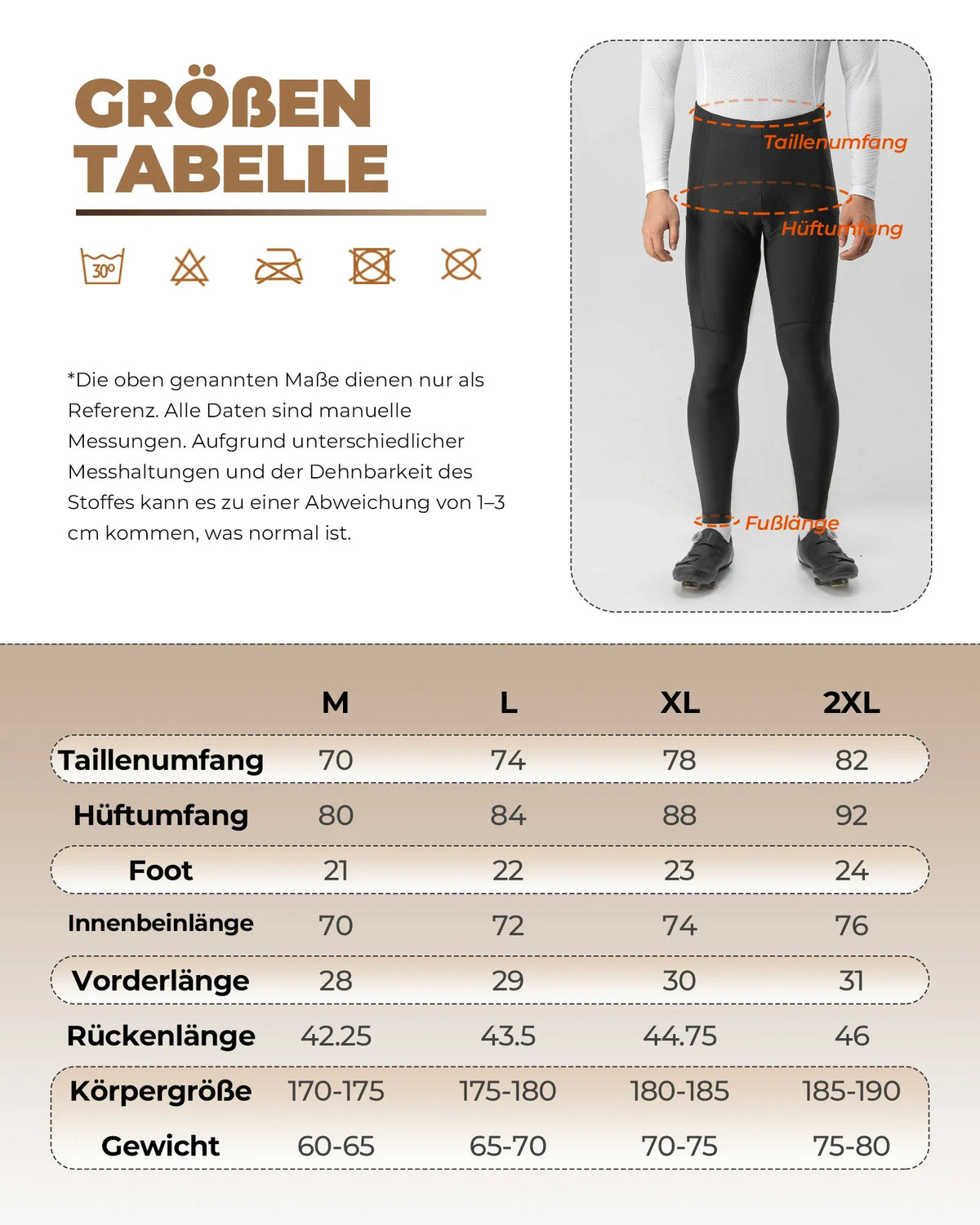 ROCKBROS Lang Fahrradhose für Herren Thermo Radlerhose 3D gepolstert