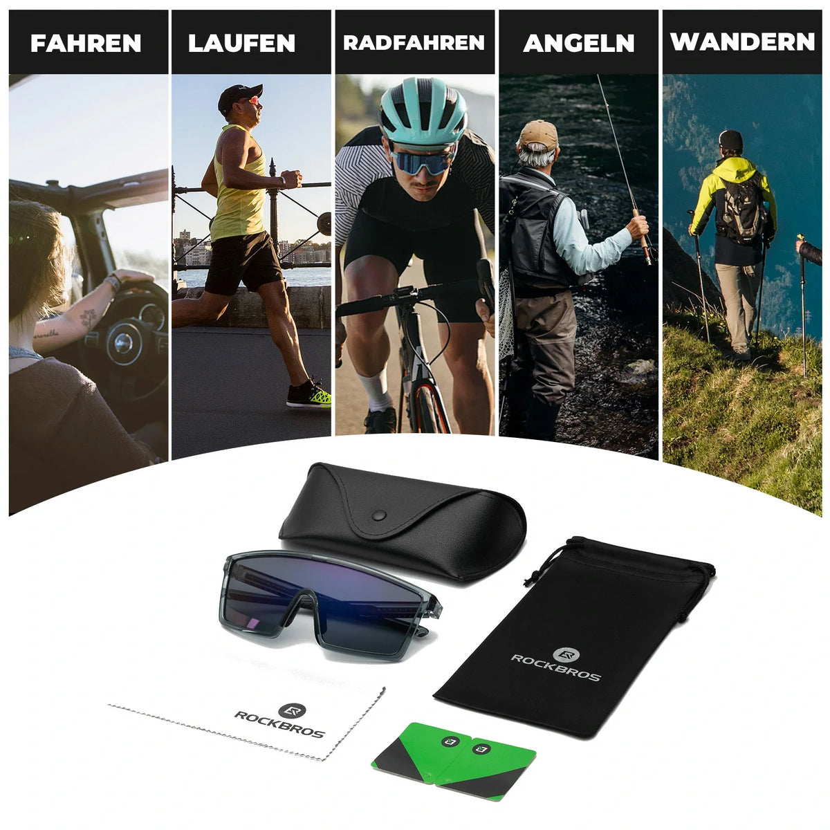ROCKBROS Polarisiert Fahrradbrille, UV400 mit TR90 Rahmen