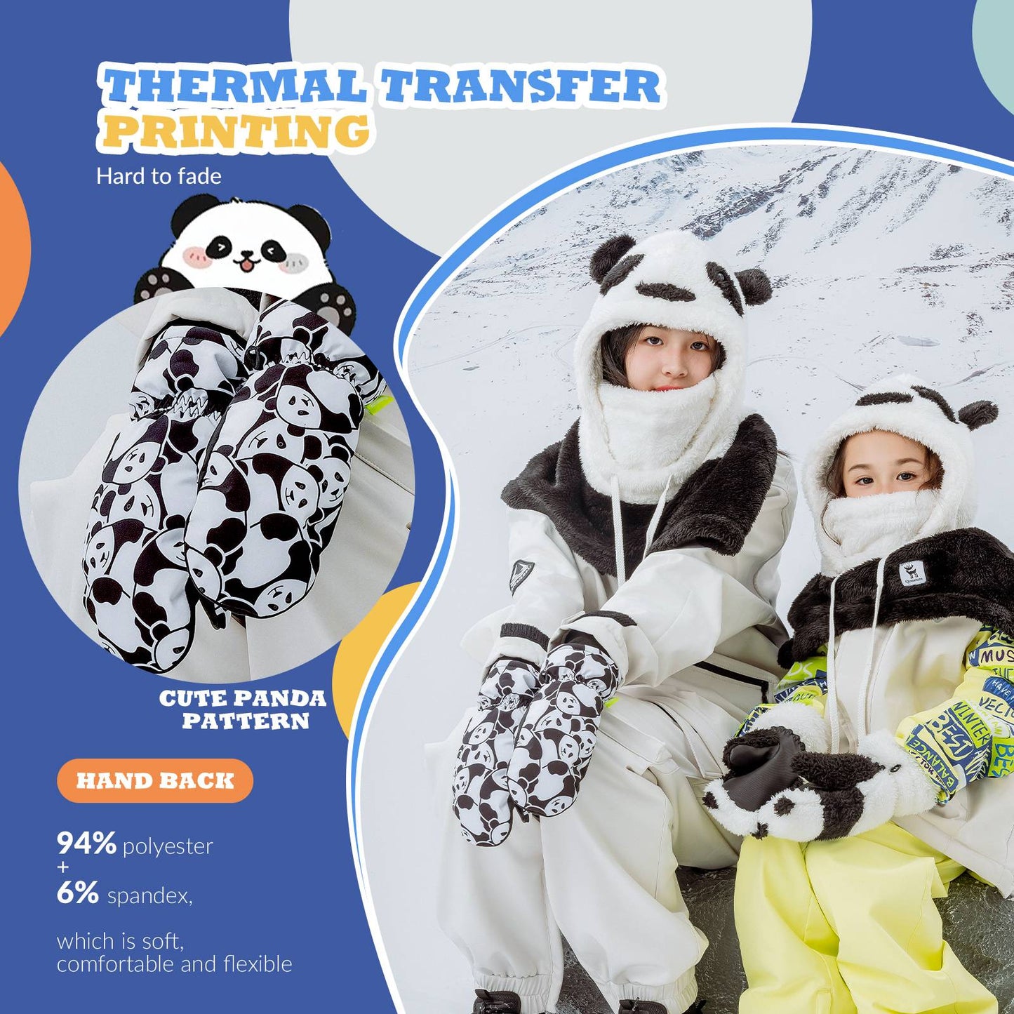 Children's Gloves Windproof Waterproof Warm for Snow and Skiing Quantature