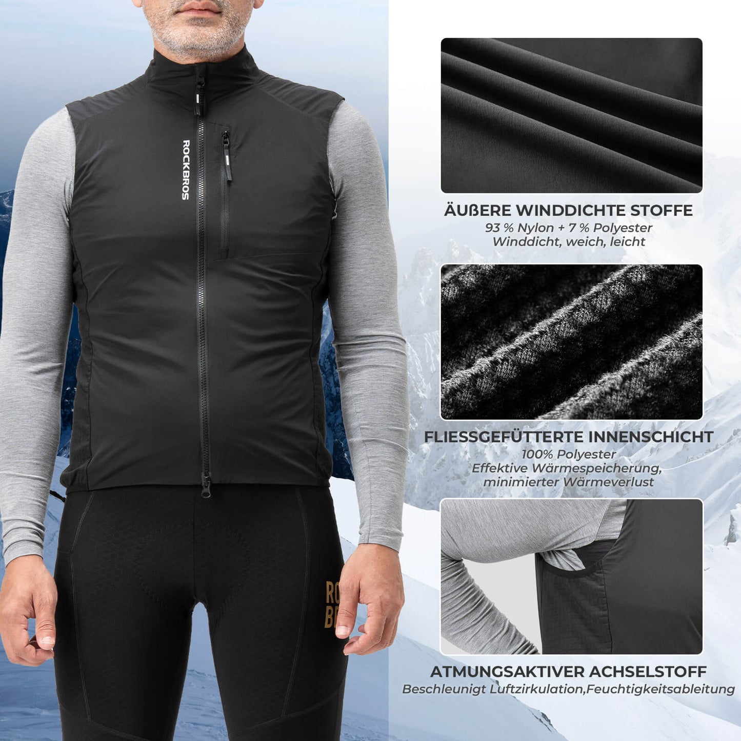 Sleeveless Windproof Cycling Vest Packable Breathable ROCKBROS