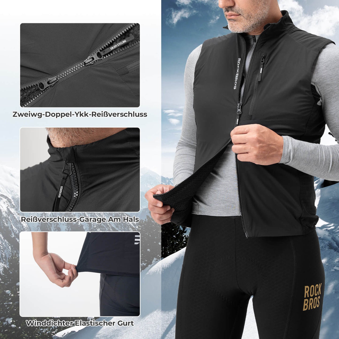 Sleeveless Windproof Cycling Vest Packable Breathable ROCKBROS