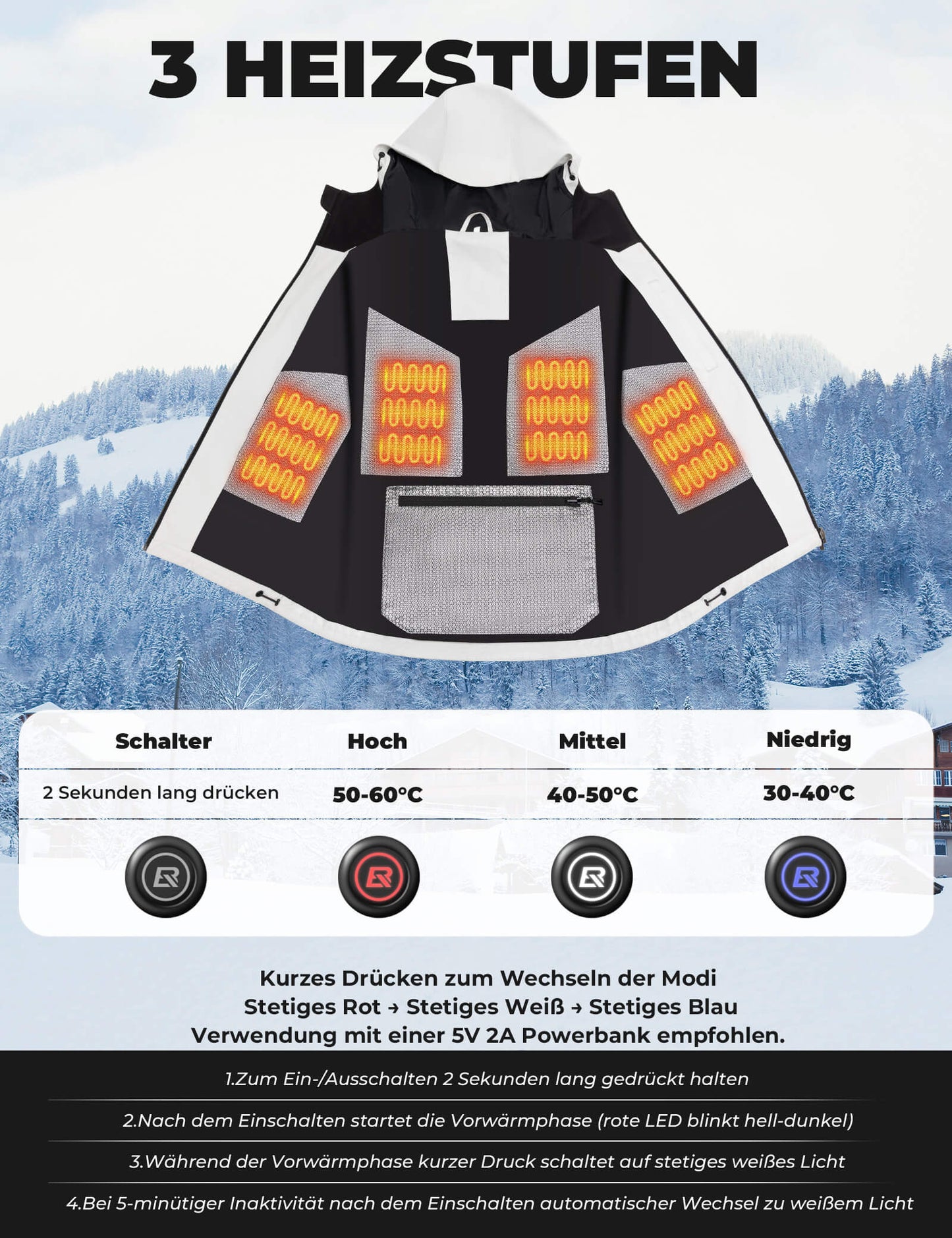 Heated cycling jacket with Type-C connection ROCKBROS