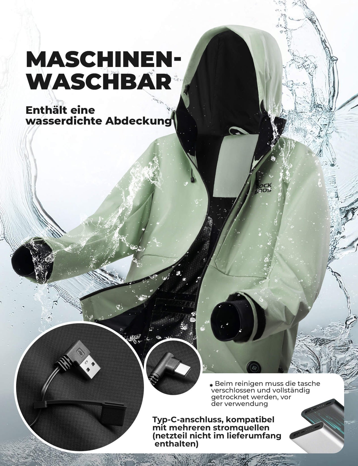 Heated cycling jacket with Type-C connection ROCKBROS