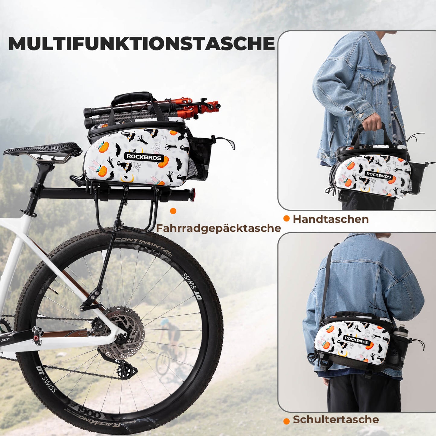 Bicycle pannier bag 17-35L with rain cover ROCKBROS