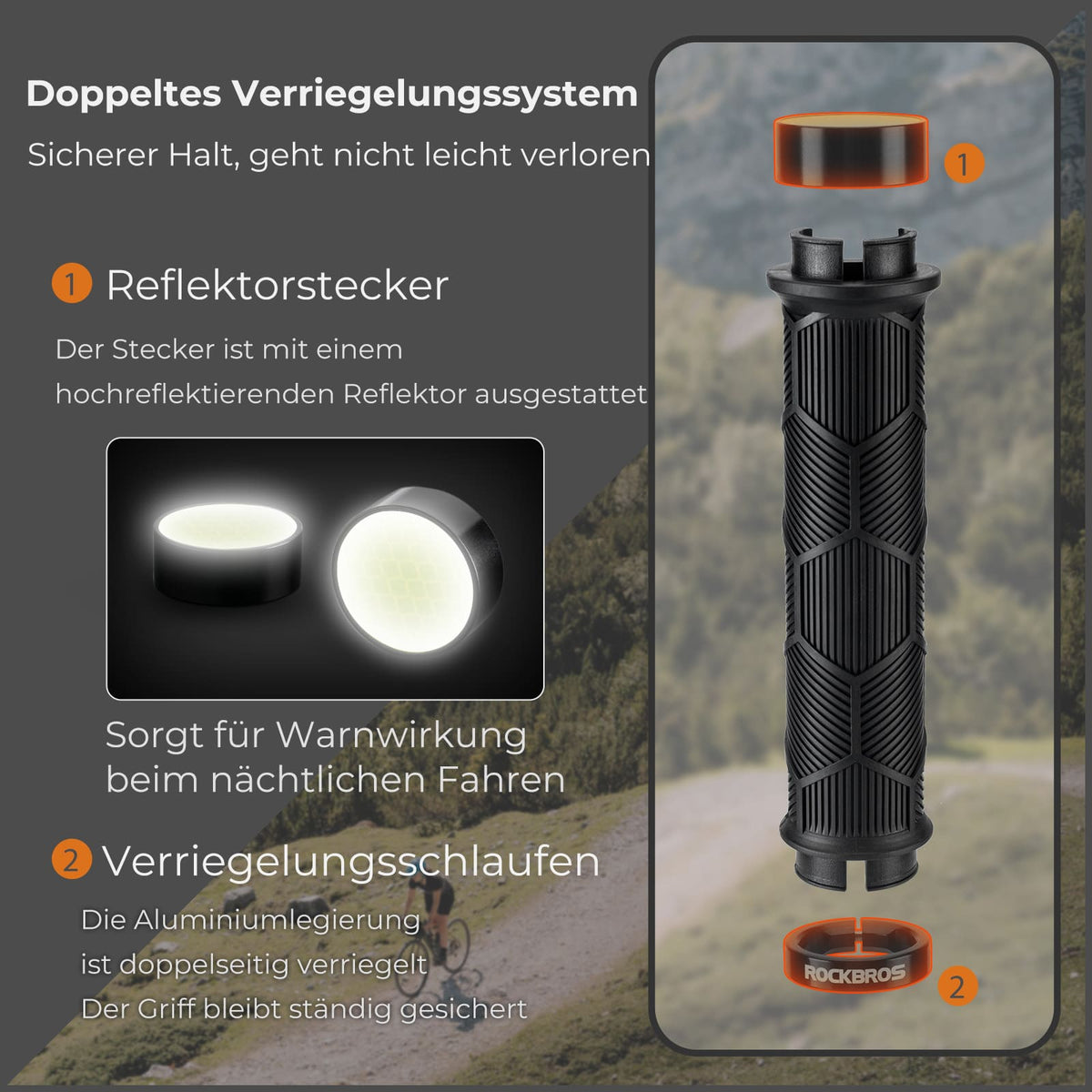 ROCKBROS Fahrrad Lenkergriffe Doppelverschluss für 22,2mm Lenke
