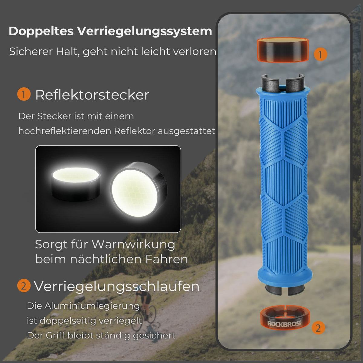 ROCKBROS Fahrrad Lenkergriffe Doppelverschluss für 22,2mm Lenke