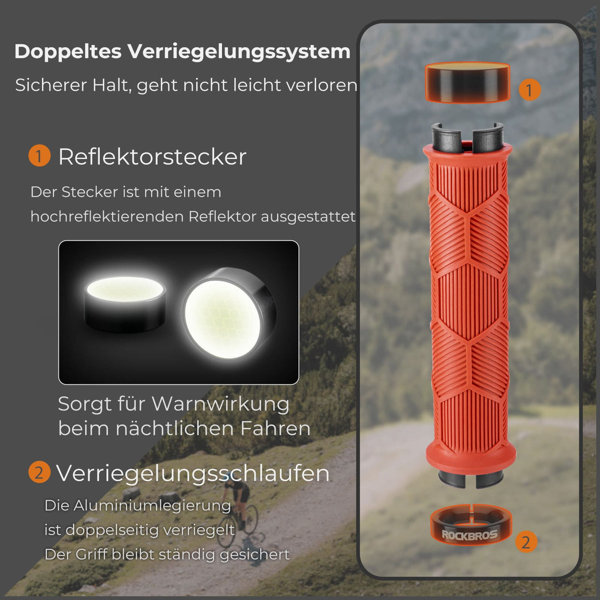 ROCKBROS Fahrrad Lenkergriffe Doppelverschluss für 22,2mm Lenke