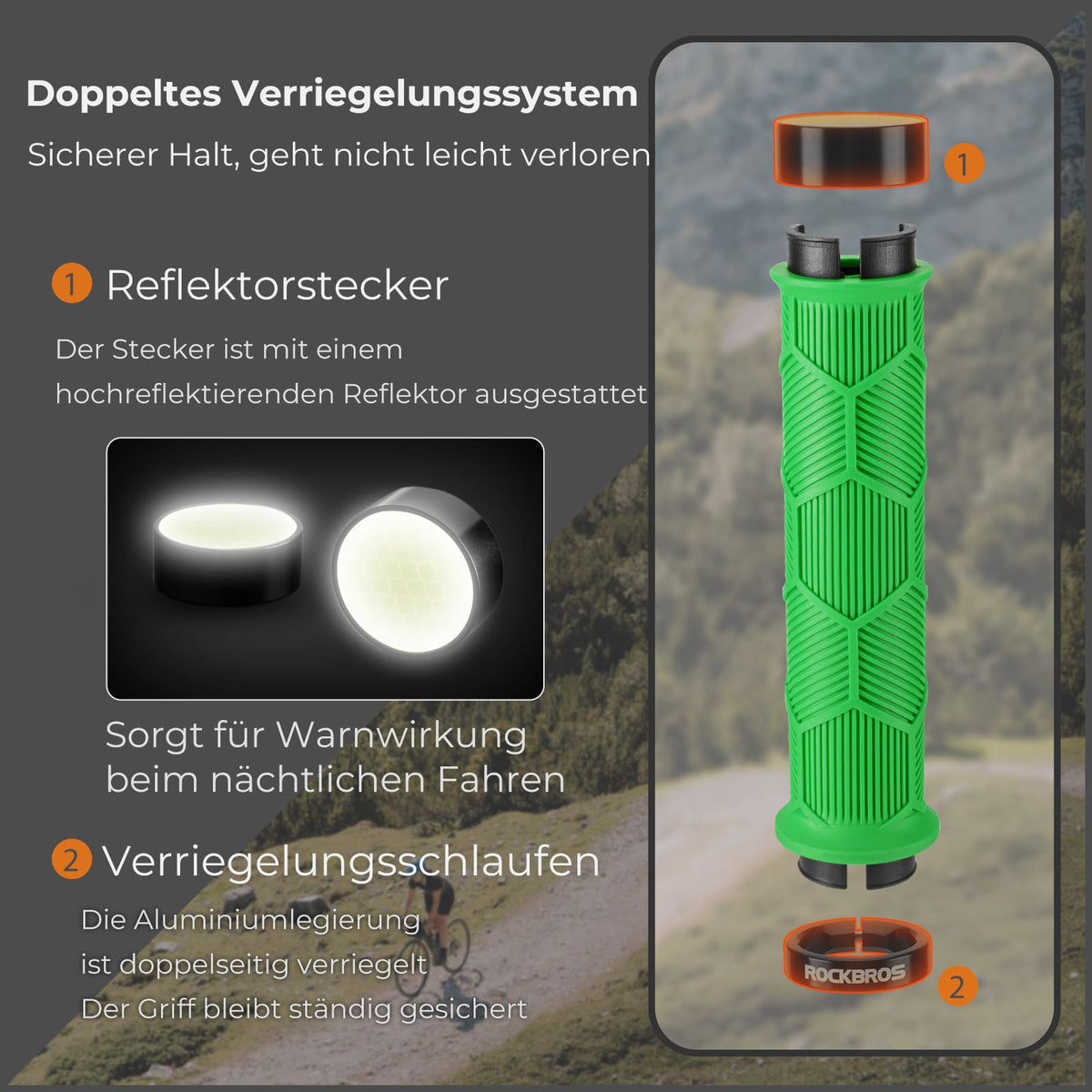 ROCKBROS Fahrrad Lenkergriffe Doppelverschluss für 22,2mm Lenke