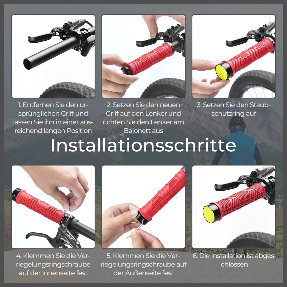 ROCKBROS Fahrrad Lenkergriffe Doppelverschluss für 22,2mm Lenke