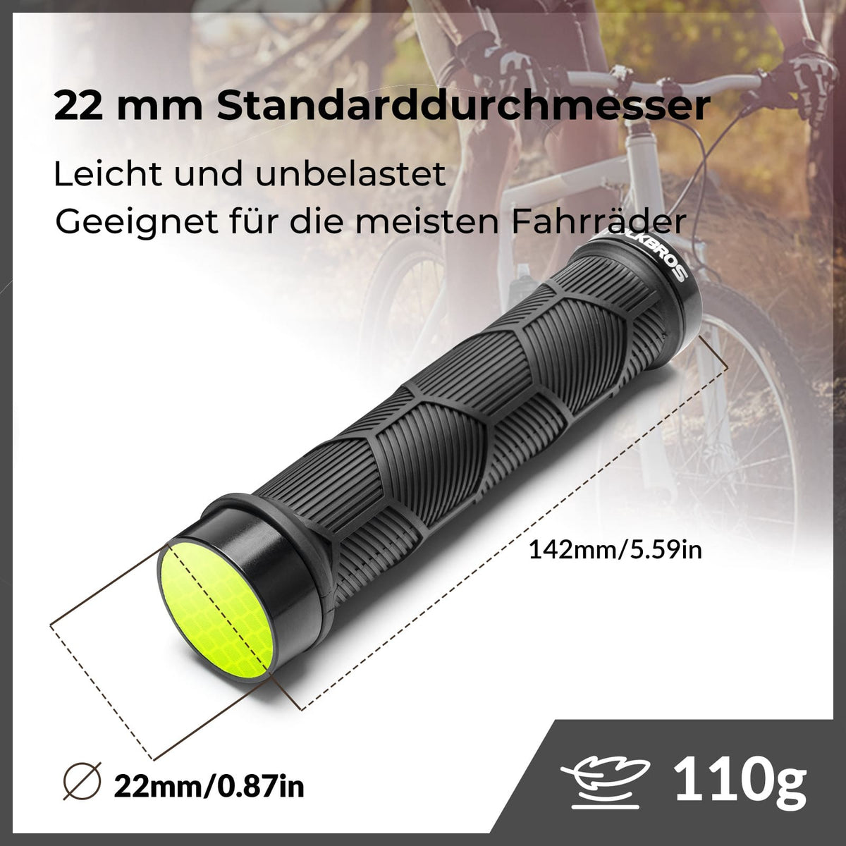 ROCKBROS Fahrrad Lenkergriffe Doppelverschluss für 22,2mm Lenke