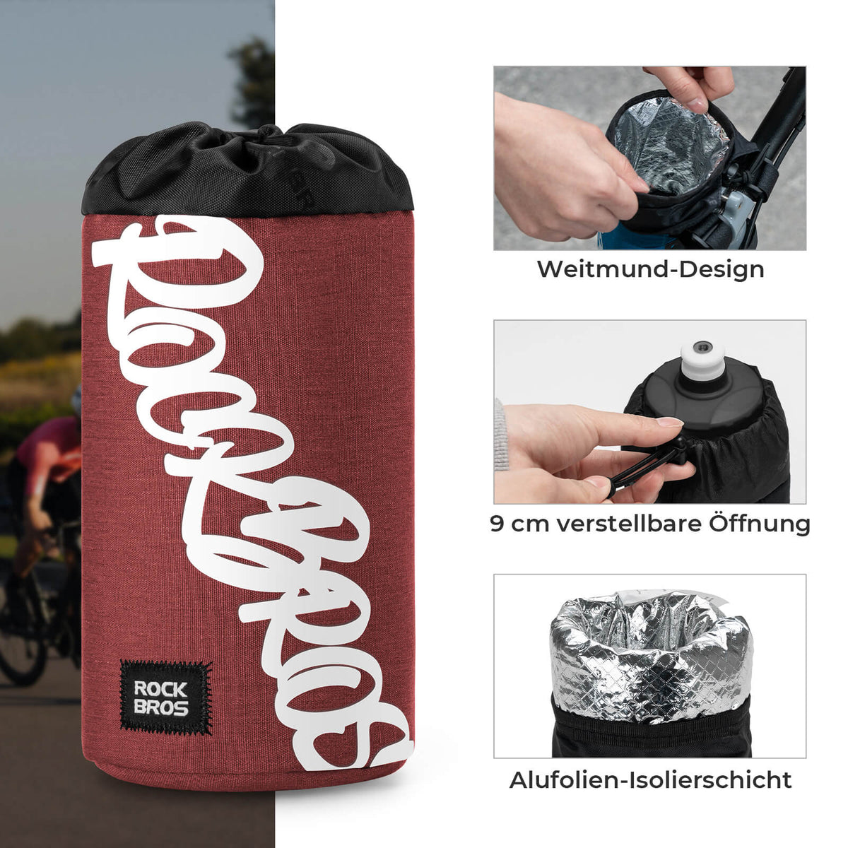 ROCKBROS Fahrrad Lenkertasche Mini 1L für Trinkflaschen Ø9 cm