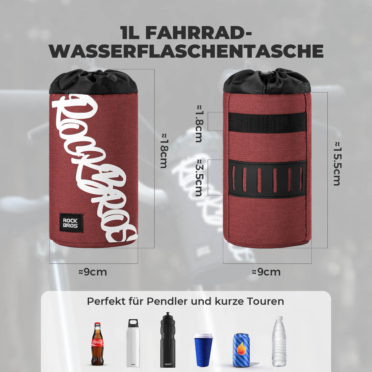 ROCKBROS Fahrrad Lenkertasche Mini 1L für Trinkflaschen Ø9 cm