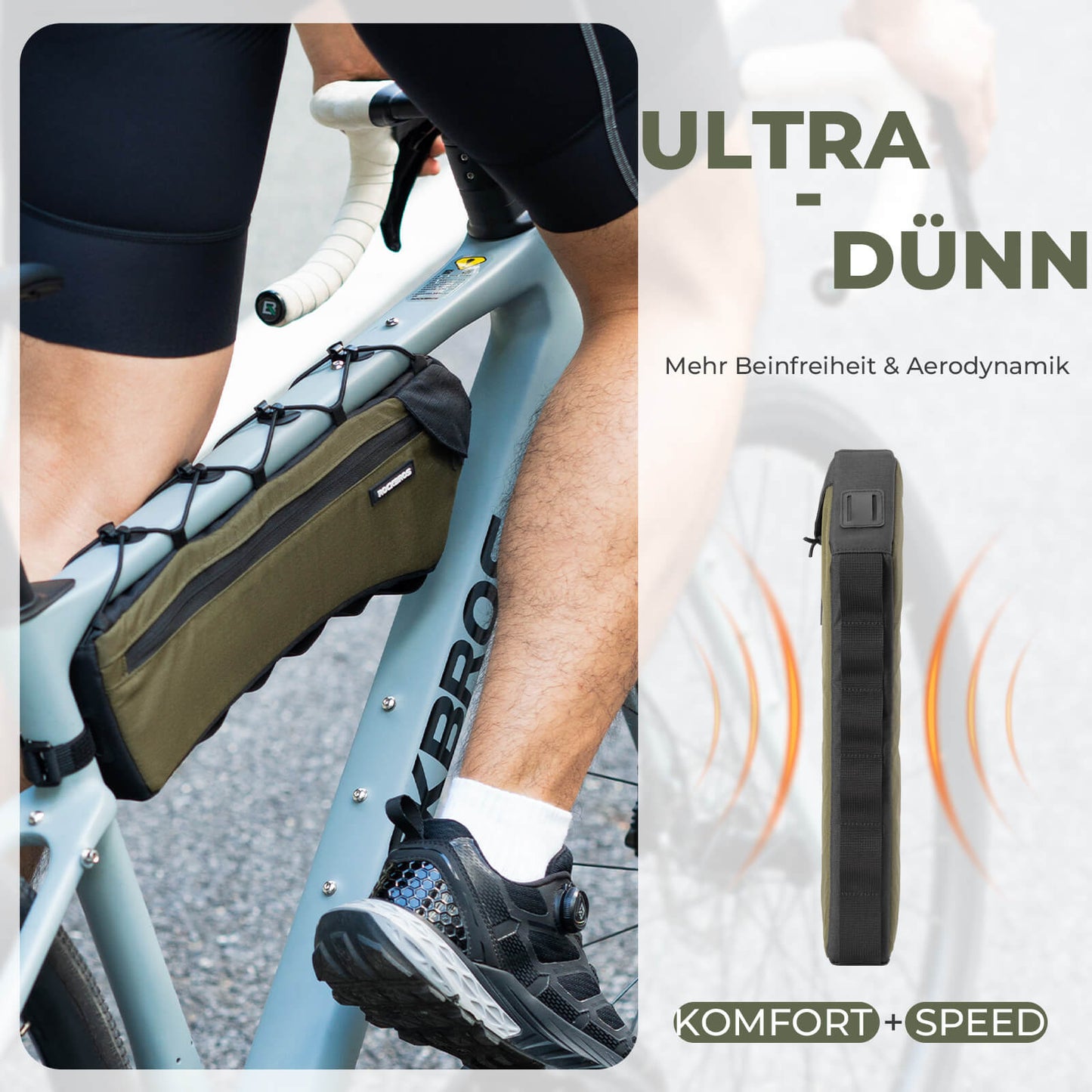 Bicycle frame bag, triangle bag, 1.9L, ultra-thin & quick access, ROCKBROS