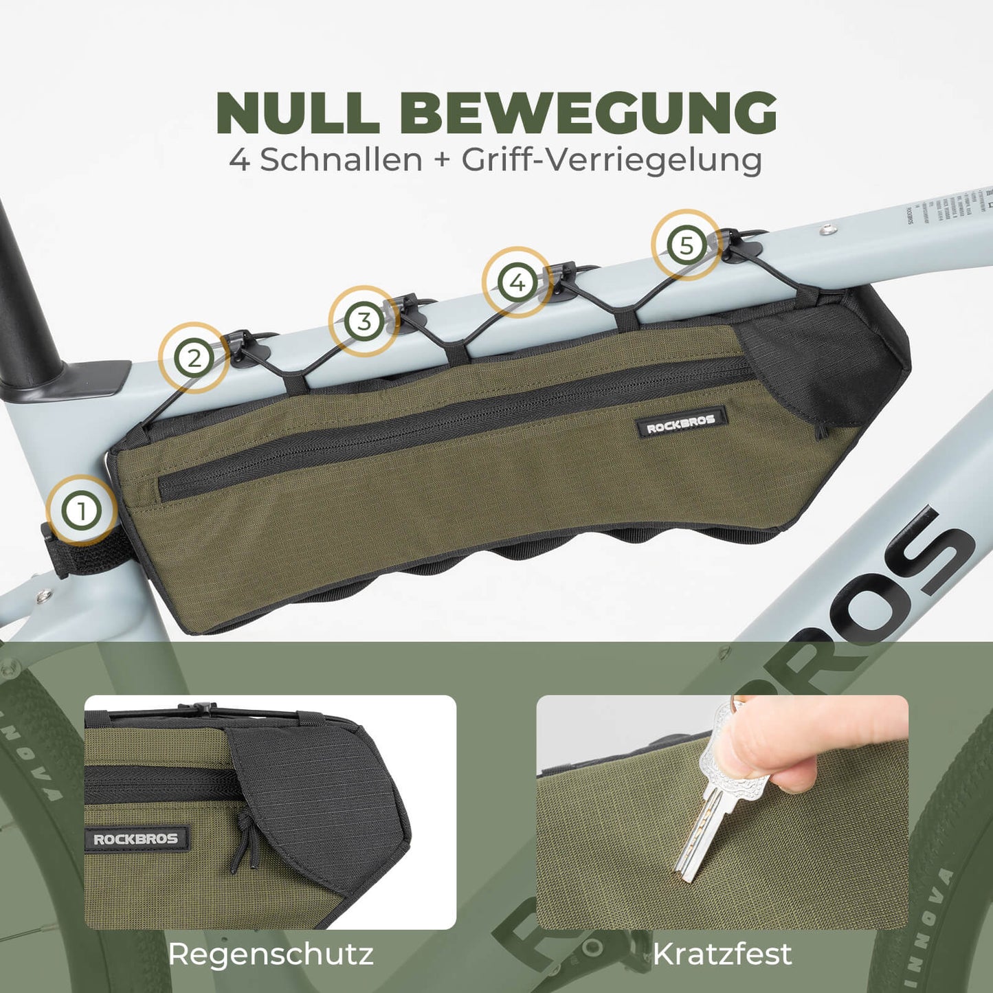 Bicycle frame bag, triangle bag, 1.9L, ultra-thin & quick access, ROCKBROS