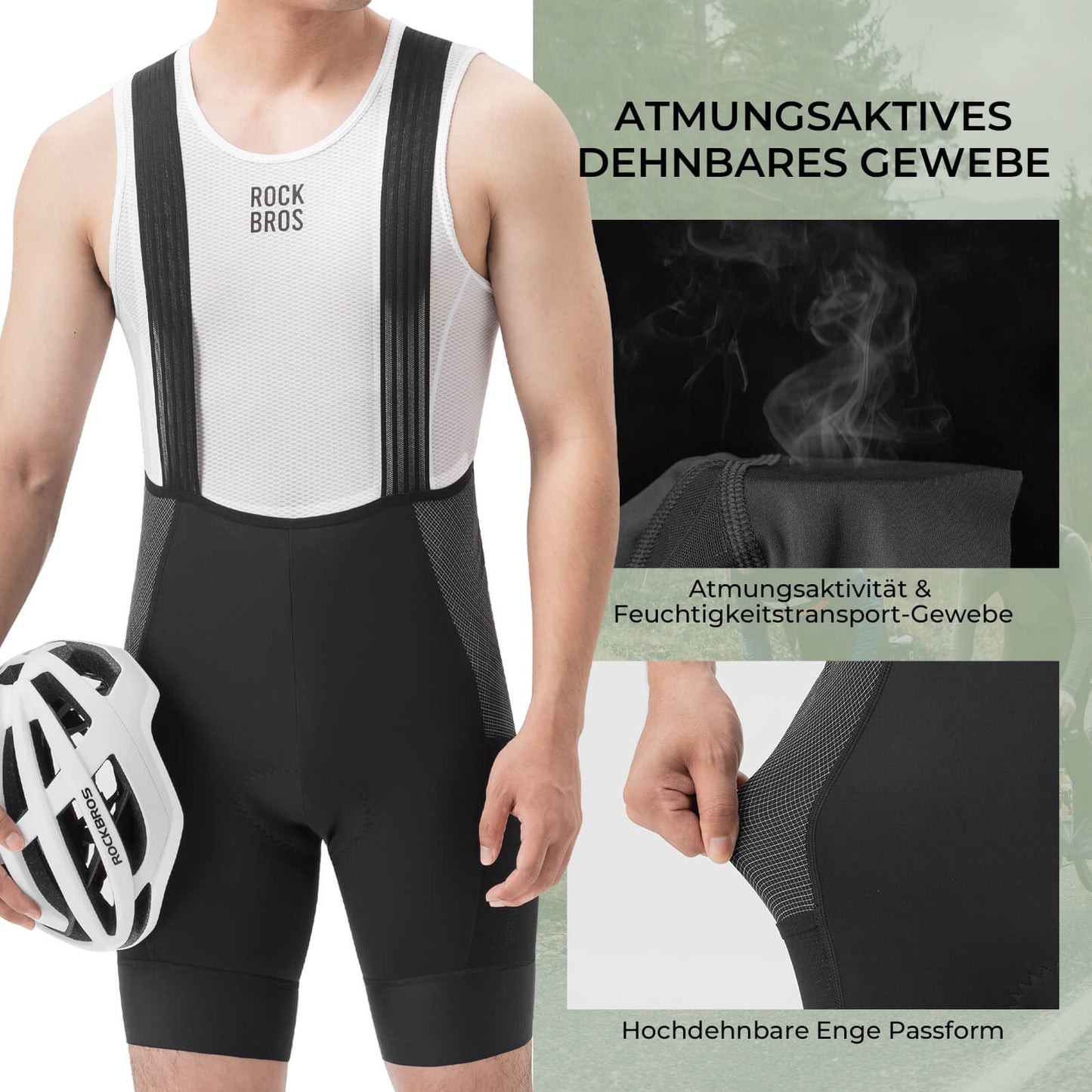 Cycling bib shorts, high strength & breathable with 5 pockets, ROCKBROS