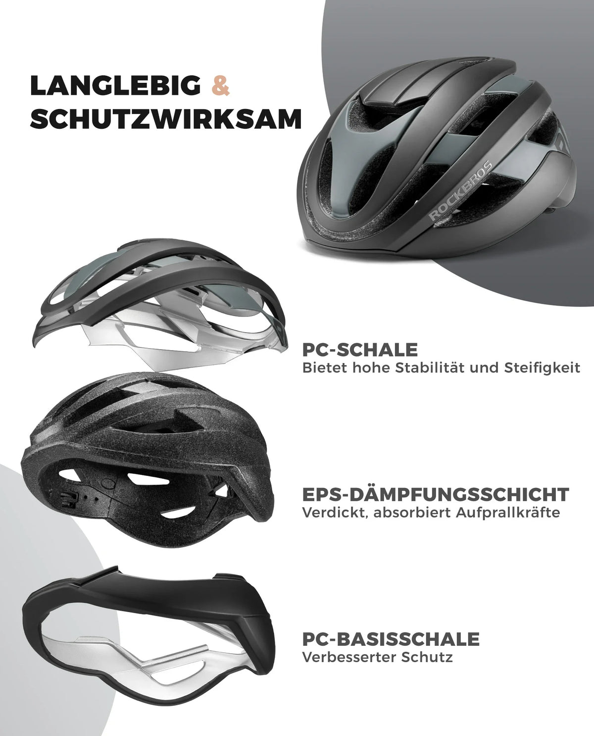 ROCKBROS Fahrradhelm Sport Mountainbike Schutzhelm Atmungsaktiv 54-58cm