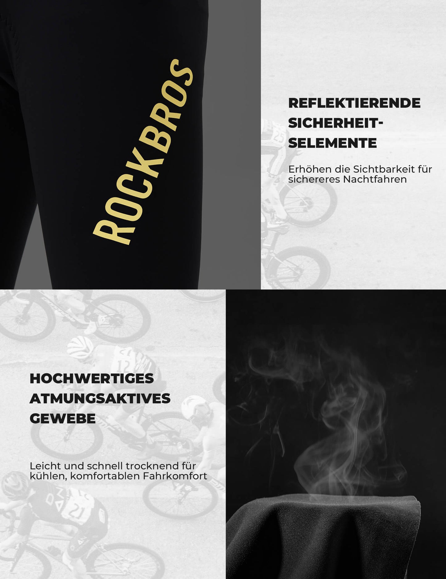 Cycling trousers, long cycling trousers, padded, breathable, men's, ROCKBROS