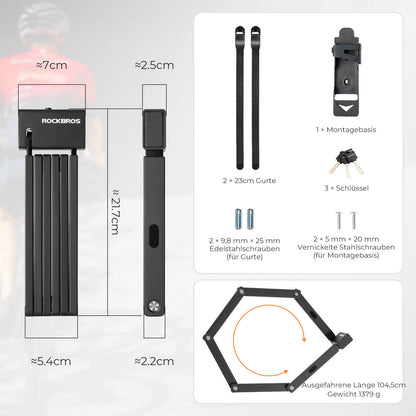 Folding bike lock 104 cm Foldable ROCKBROS