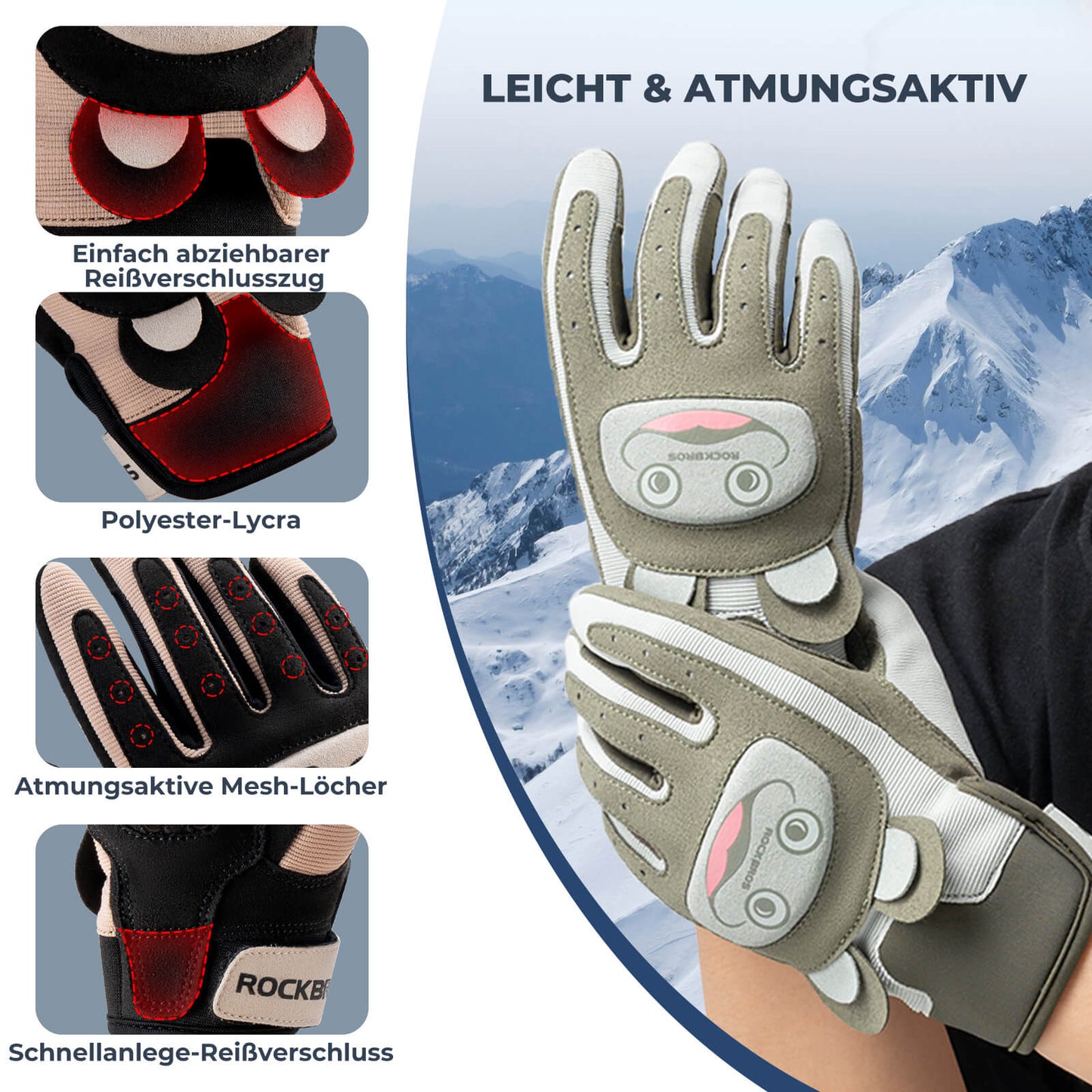 Kids' Cycling Gloves Breathable & Non-Slip With SBR Protection ROCKBROS