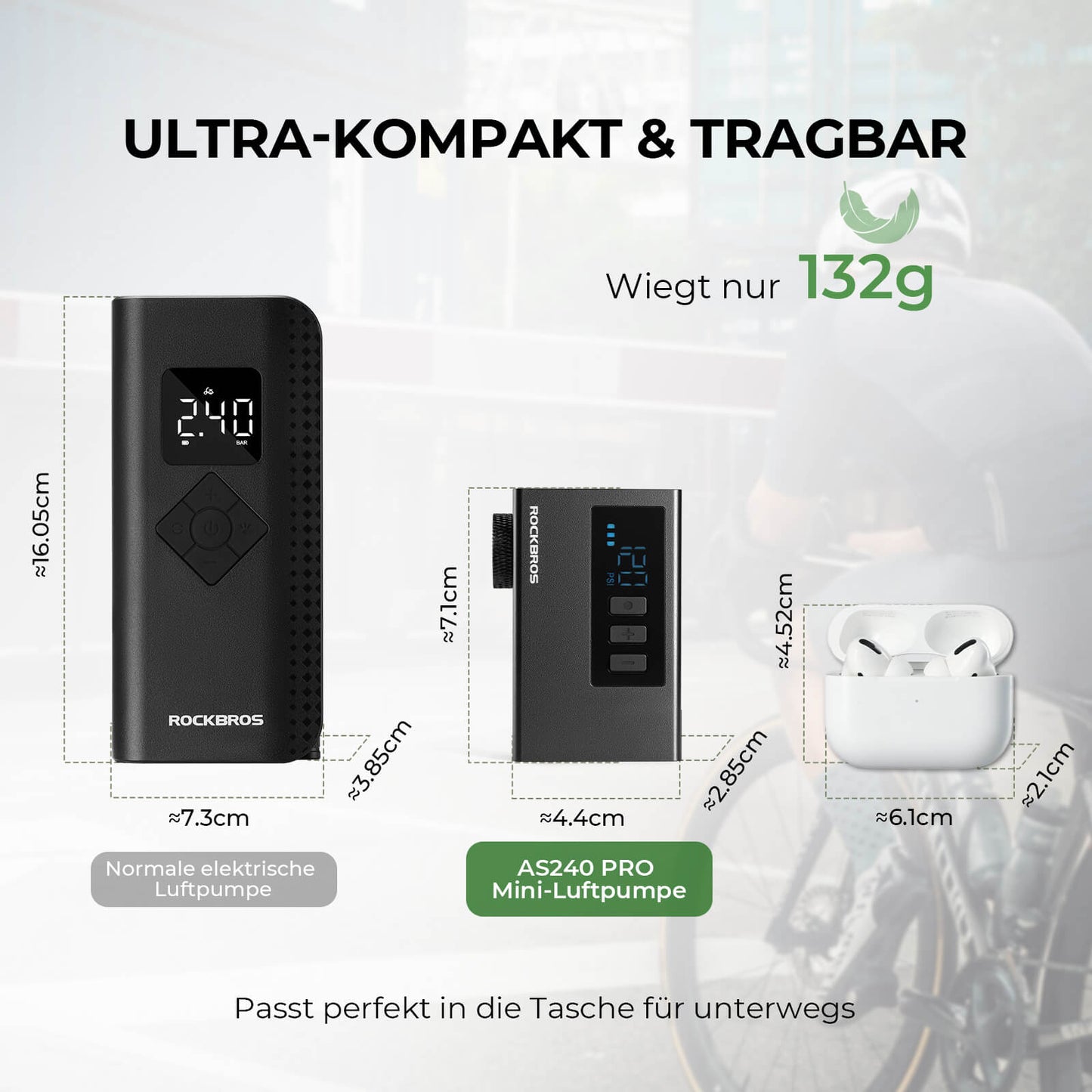 MINI Electric Bicycle Pump Portable AS240 Pro ROCKBROS